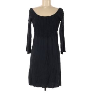 MY TRIBE Paula Long Sleeve Dress Size M Black Scoop‎ Neck Ruching Stretch